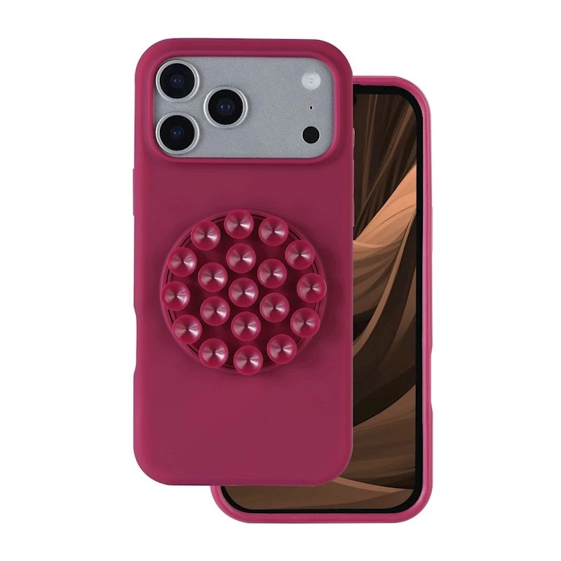 Coque en silicone avec ventouses arrière intégrées iPhone 17 Pro Max bordeaux
