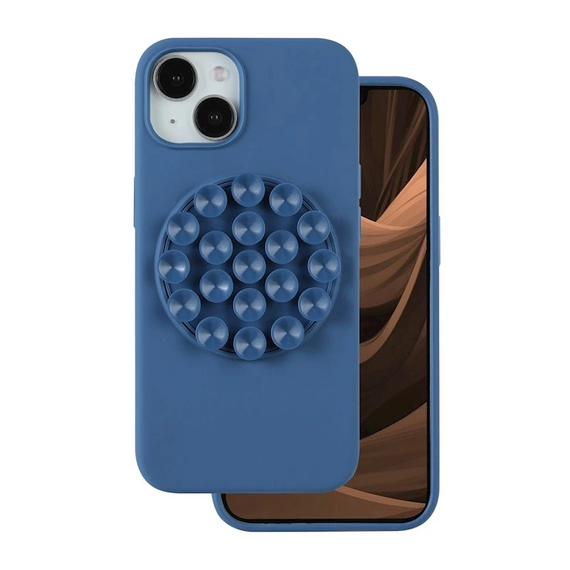 Coque en silicone avec ventouses arrière intégrées iPhone 13/14 BLEU