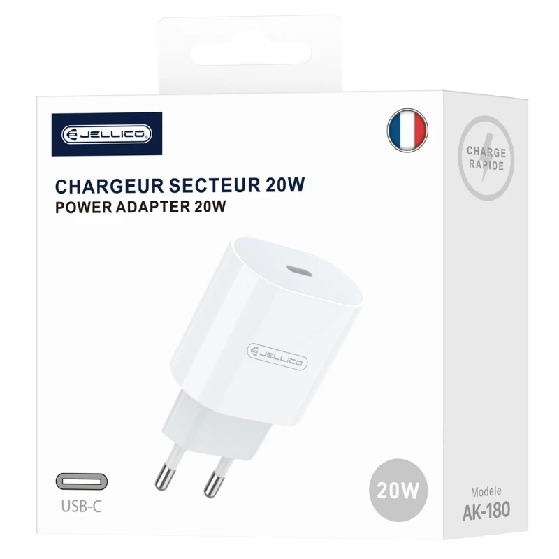 Adaptateur secteur Usb-C (20W) JELLICO AK180 blanc