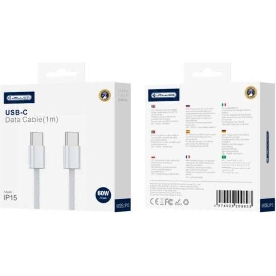 Cable TYPE C -TYPE C (60W) 1M JELLICO B1 Blanc