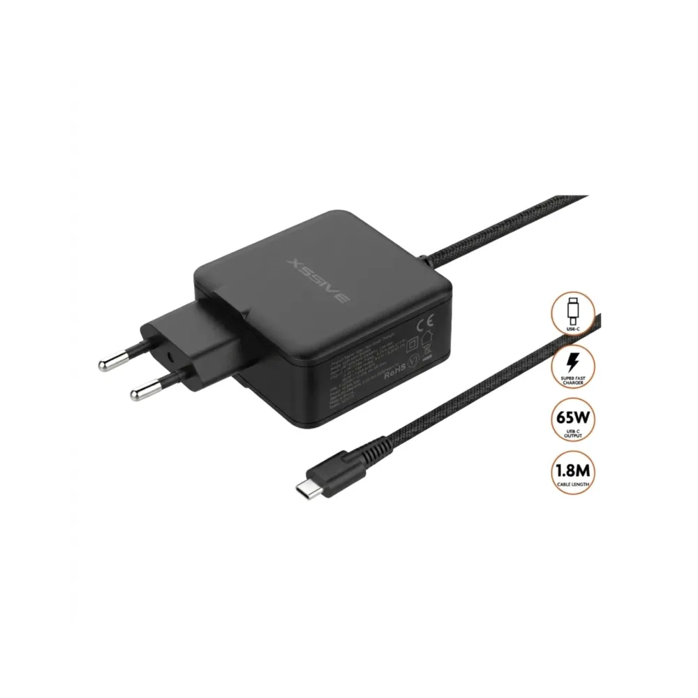 Chargeur Ordinateur USB-C XSSIVE 65W 1.8M Noir