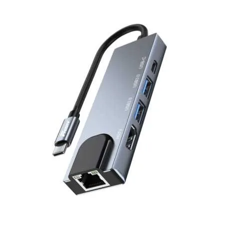 Adaptateur Multifonction 5-en-1 Type-C vers LAN / HDTV / USB 3.0 / Type-C - FASR AD4