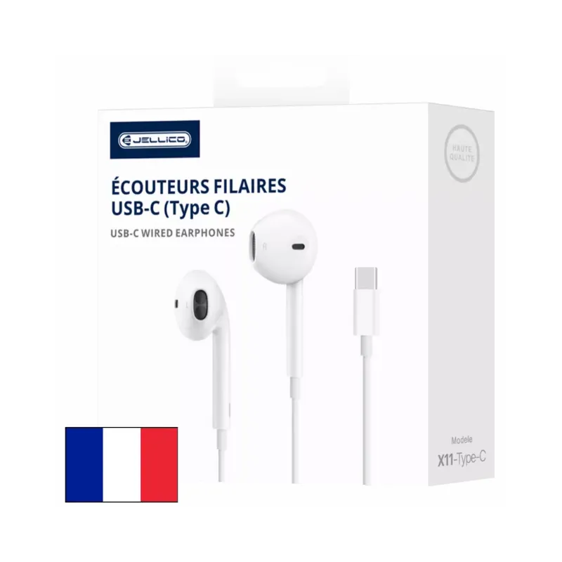 Ecouteur USB-C avec micro JELLICO X11, blanc