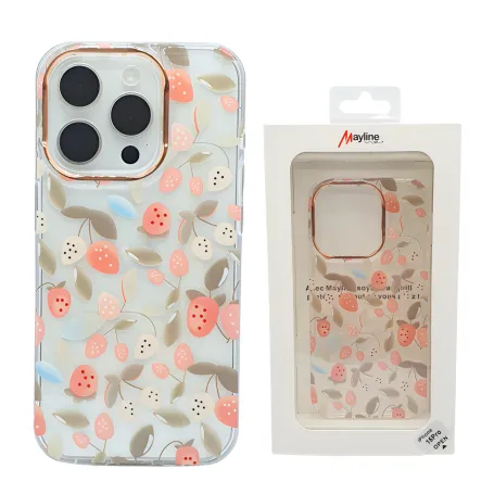 Coque de Protection Transparente avec Motifs Flower pour iPhone 16- Saumon (Mayline)