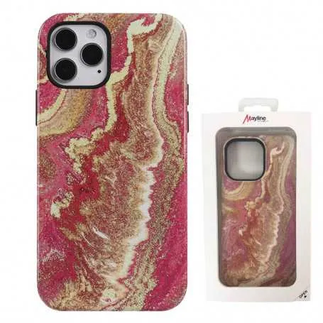 Coque de Protection en Double Marbrée pour iPhone 17 Pro Max - Or Rose (Mayline)