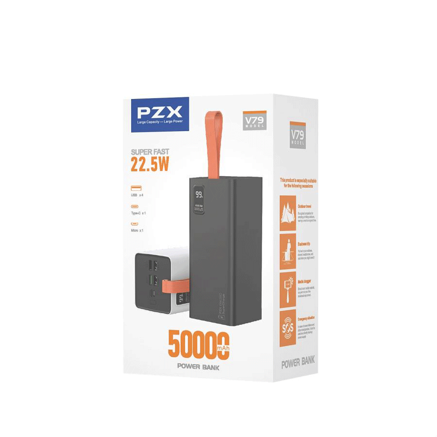 PZX V79 Power Bank 22.5W Fast Charging 50000mAh - Couleur : Noir