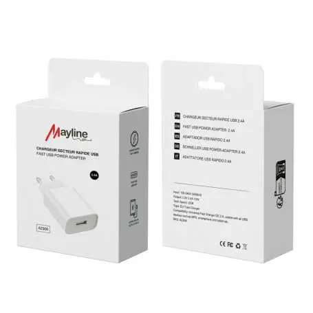 Adaptateur Secteur USB 2.4A 12W (Mayline)