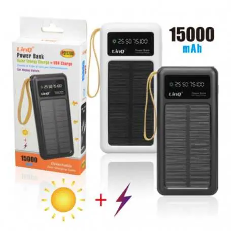 Power Bank Charge Solaire + Charge USB 15000 mAh (LinQ)  
