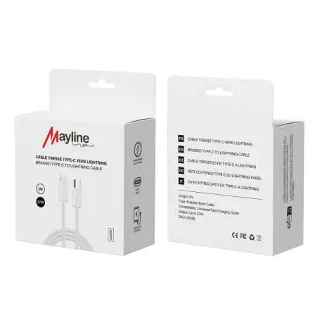 Câble Type-C vers Lightning 27W Nylon Tressé - 2M (Mayline) 
