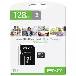 Carte micro SD 128 Go + Adaptateur SD (PNY)