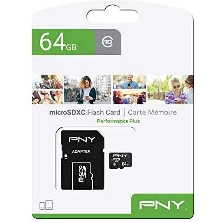 Carte micro SD 64 Go + Adaptateur SD (PNY)